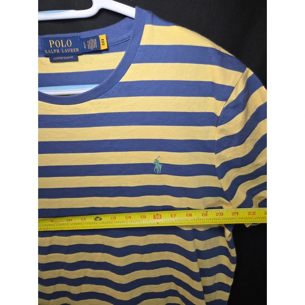 Polo Ralph Lauren‎ Men's Custom Slim Fit Striped T Shirt Blue Yellow Large